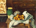 Still life in front of a chest of drawers Paul Cezanne